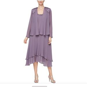 S.L. Fashions Lavender Long Sleeve Dress Set